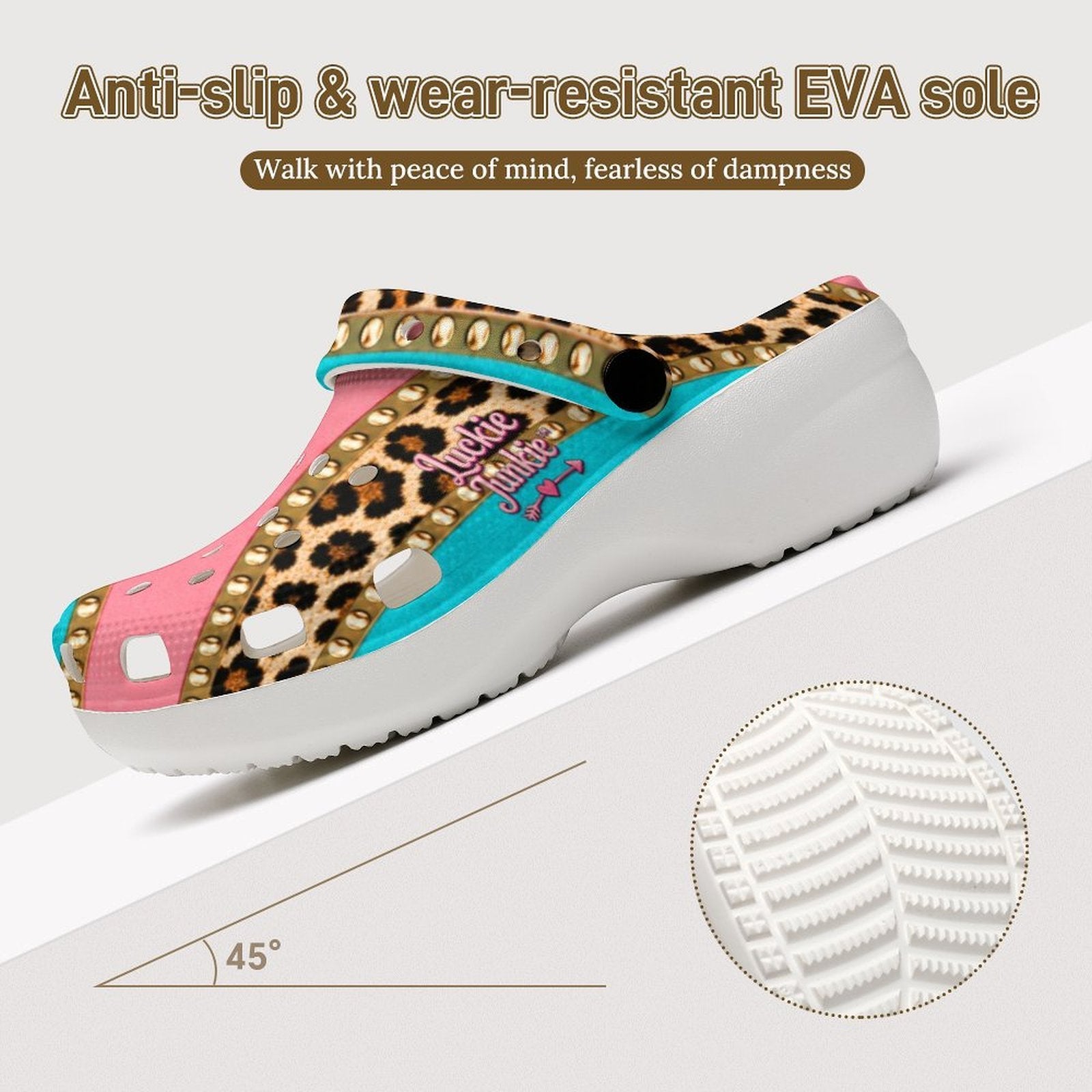 Luckie Junkie™  Leopard & Cotton  Candy Heeled Clogs