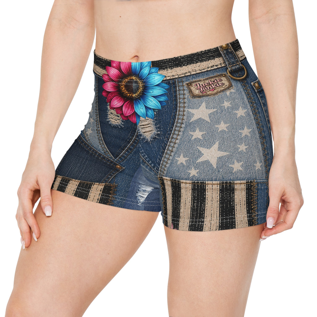 Luckie Junkie™ Patchwork Denim Yoga & Lifestyle Shorts