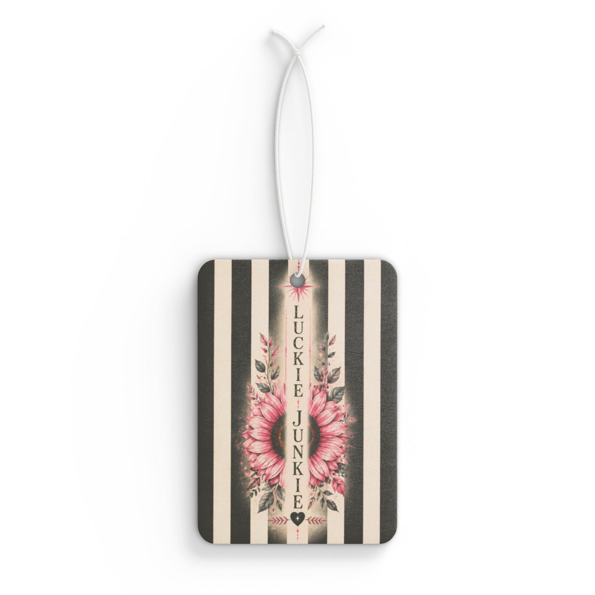 Luckie Junkie™ Floral Stripe Car Air Freshener | Pink Flower, Vintage Vibe