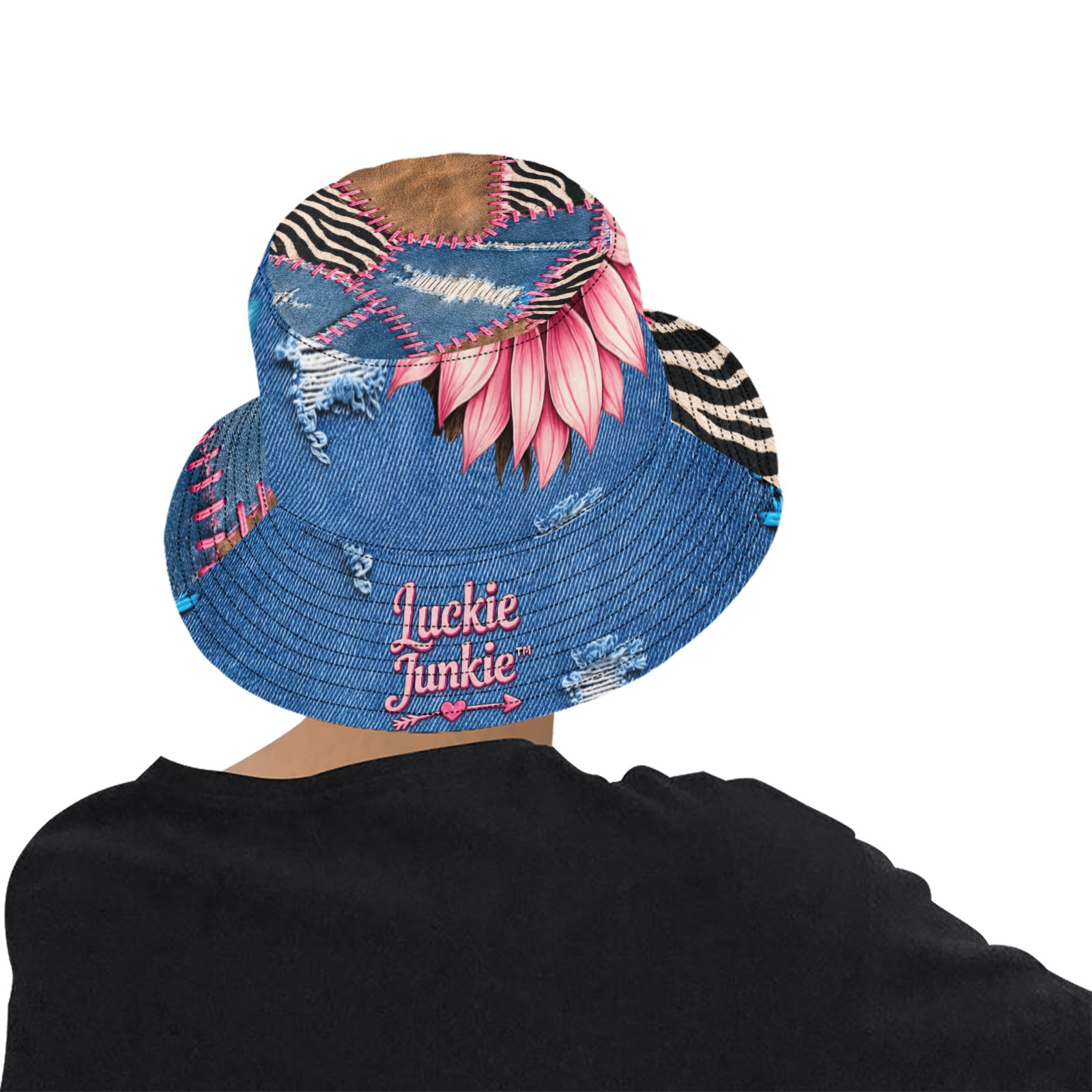 Boho Jean Flower Bucket Hat