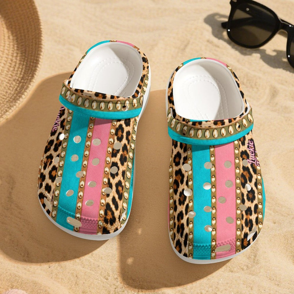 Luckie Junkie™  Leopard & Cotton  Candy Heeled Clogs