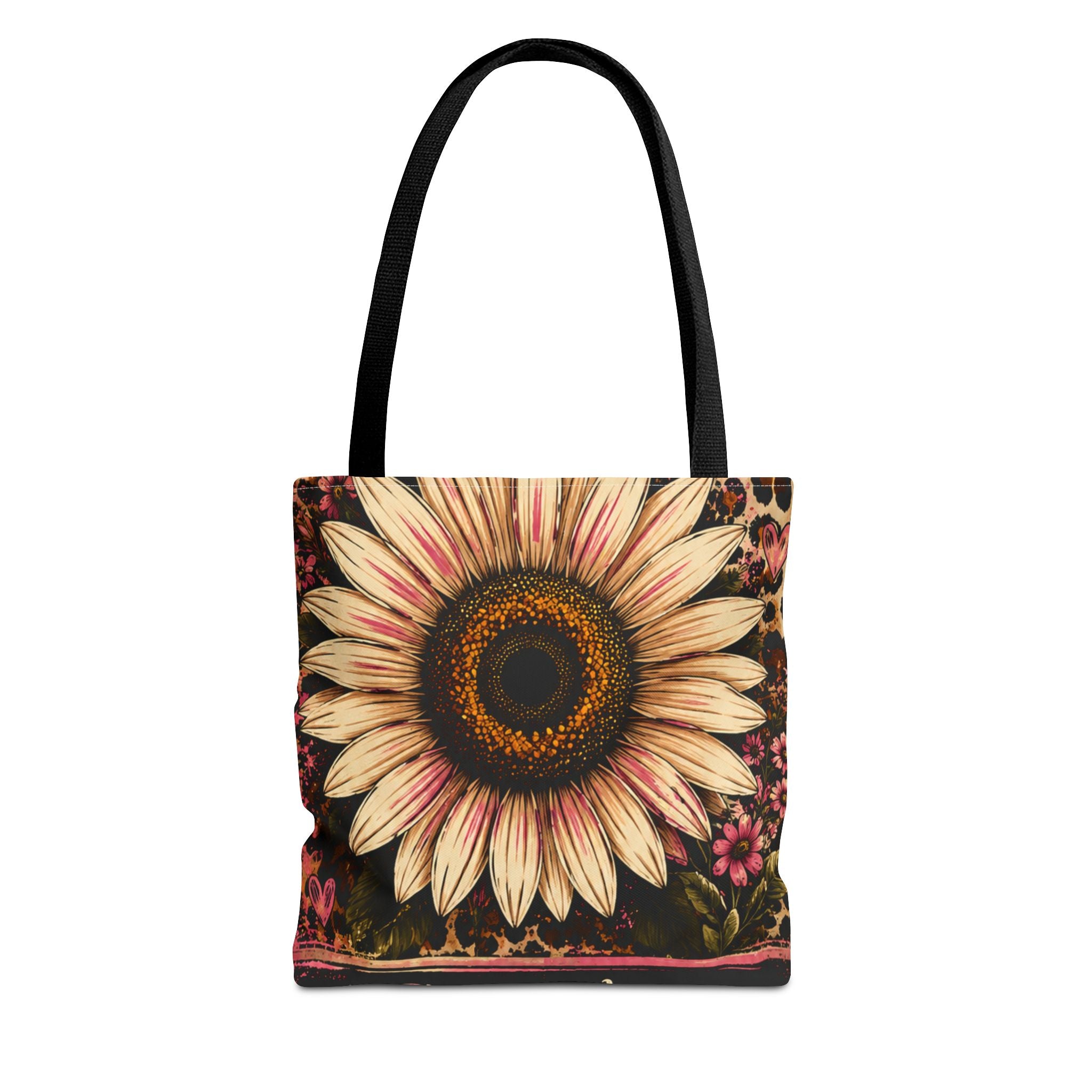 Luckie Junkie™ Leopard Sunflower Tote Bag | Vintage Boho Canvas Market Bag | Everyday Adventure Shoulder Tote | Floral Animal Print Carryall