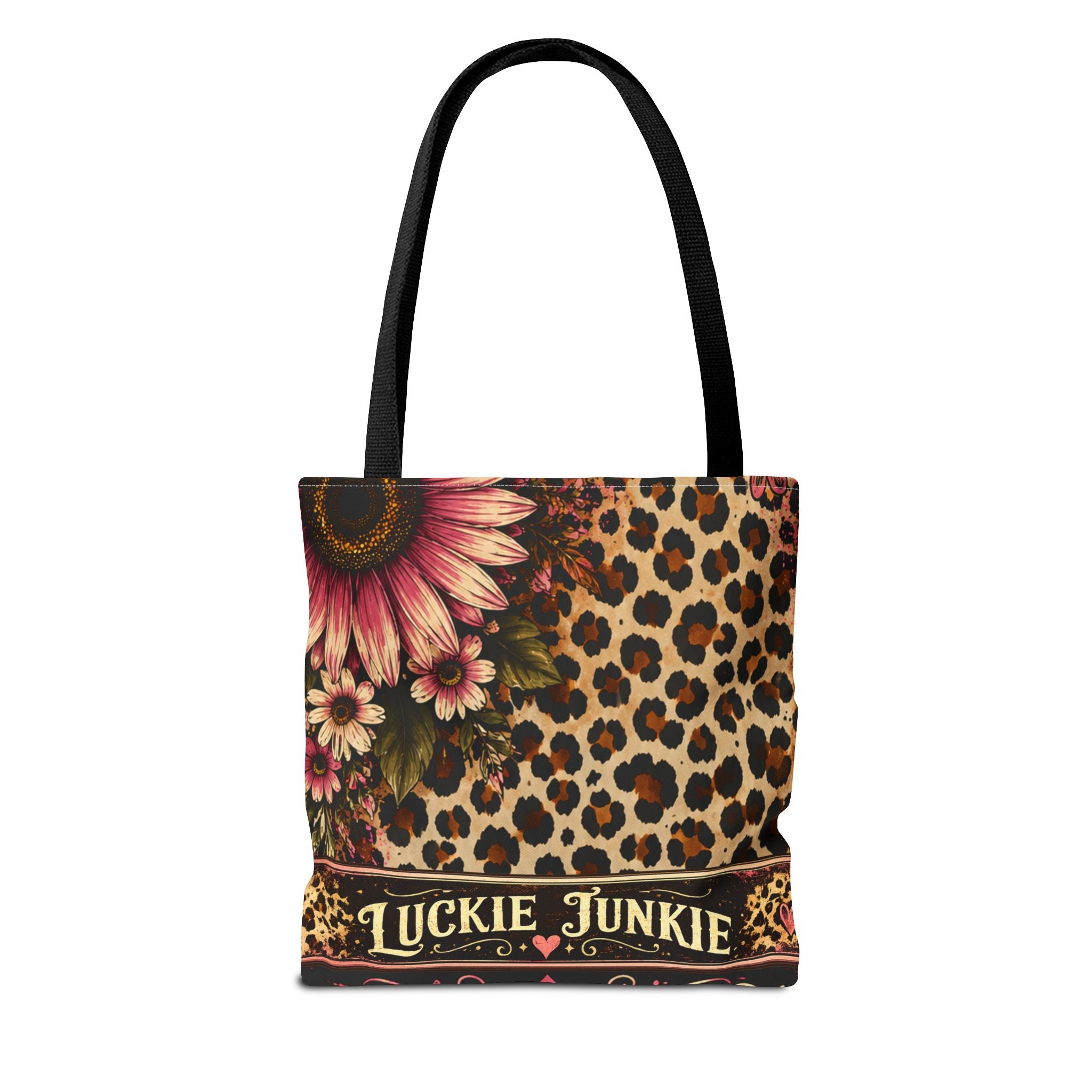 Luckie Junkie™ Leopard Sunflower Tote Bag | Vintage Boho Canvas Market Bag | Everyday Adventure Shoulder Tote | Floral Animal Print Carryall