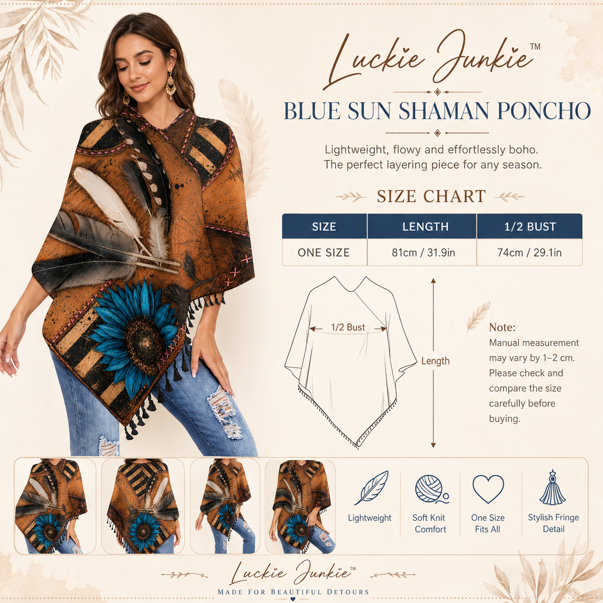 Blue Sun Shaman Poncho
