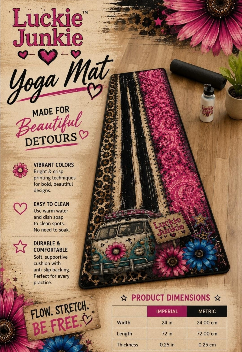 Luckie Junkie™  Floral Paisley Foam Yoga Mat | Exercise Mat