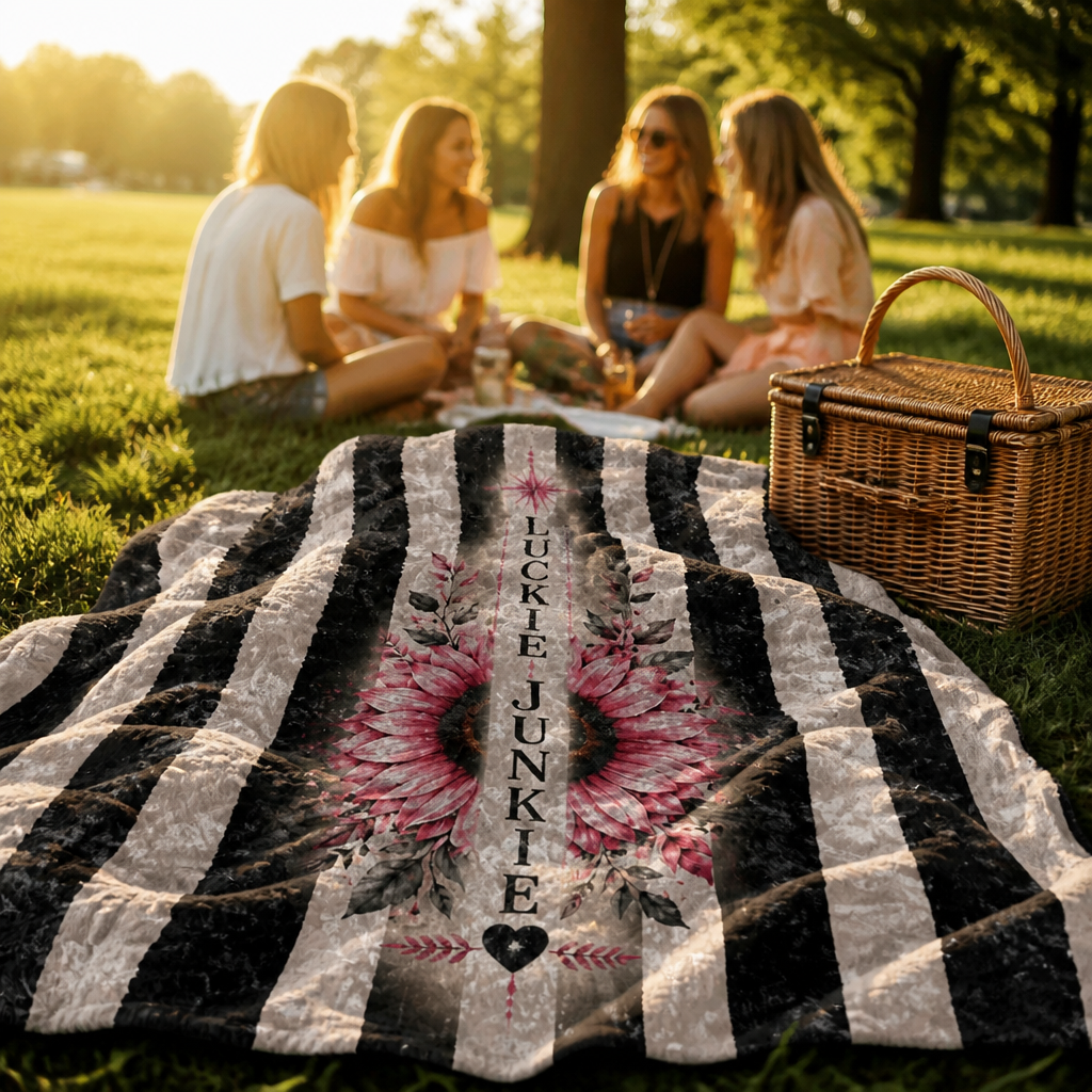Luckie Junkie™ Vintage Sunflower Crushed Velvet Blanket