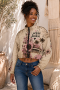 Dusty Leopard Cropped Bomber Jacket