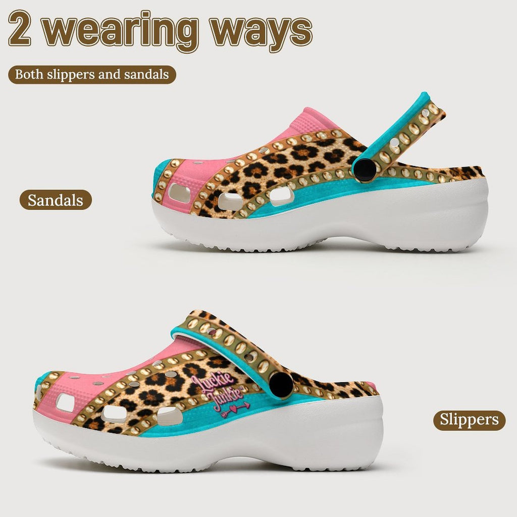 Luckie Junkie™  Leopard & Cotton  Candy Heeled Clogs