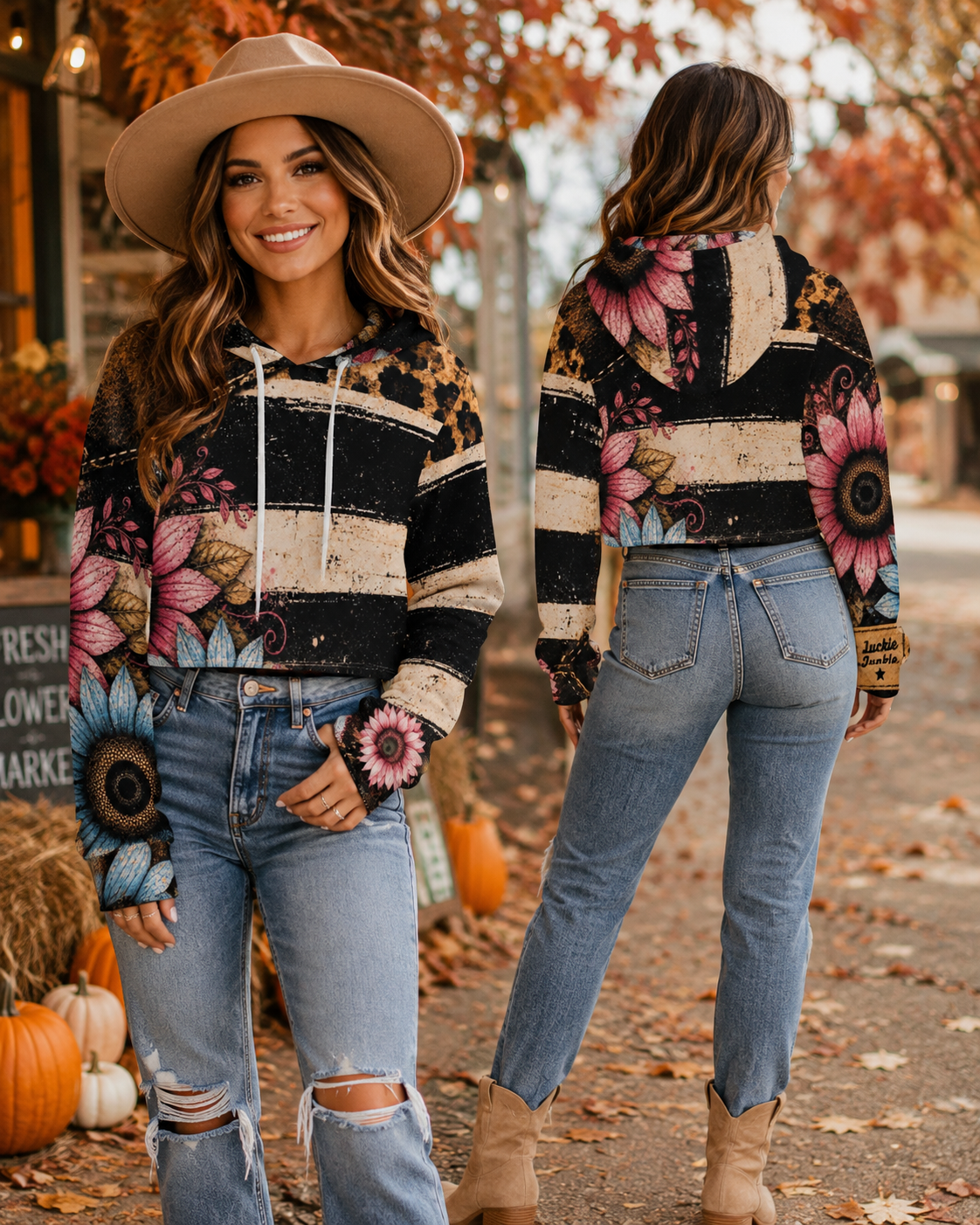 Luckie Junkie™ Wildflower Aviator Cropped Hoodie.