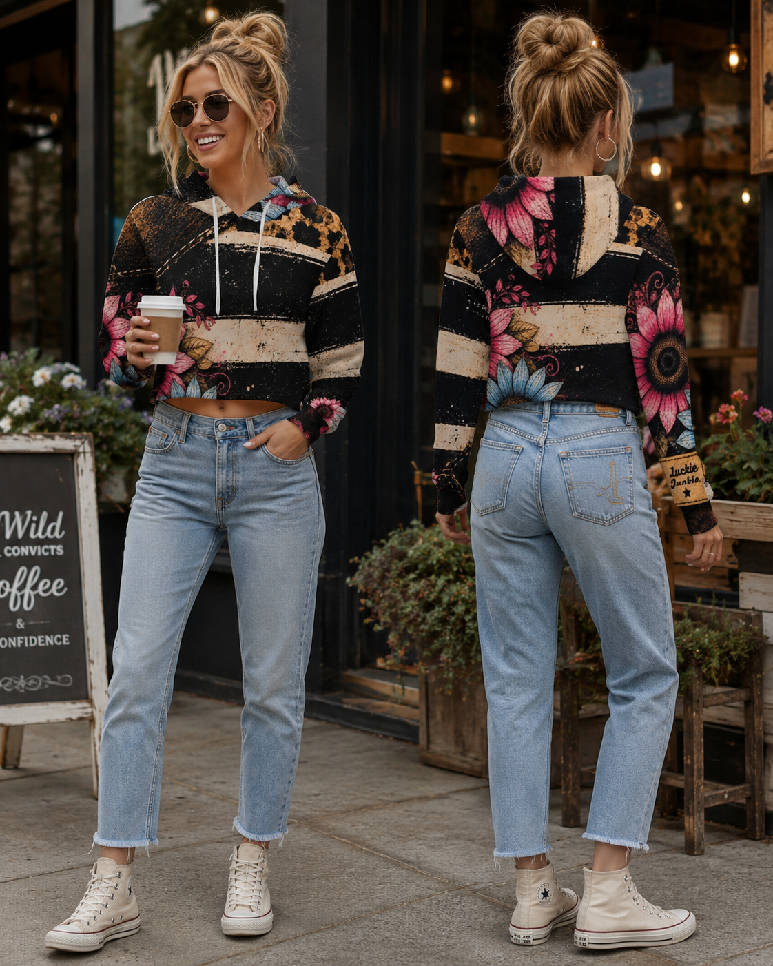 Luckie Junkie™ Wildflower Aviator Cropped Hoodie.