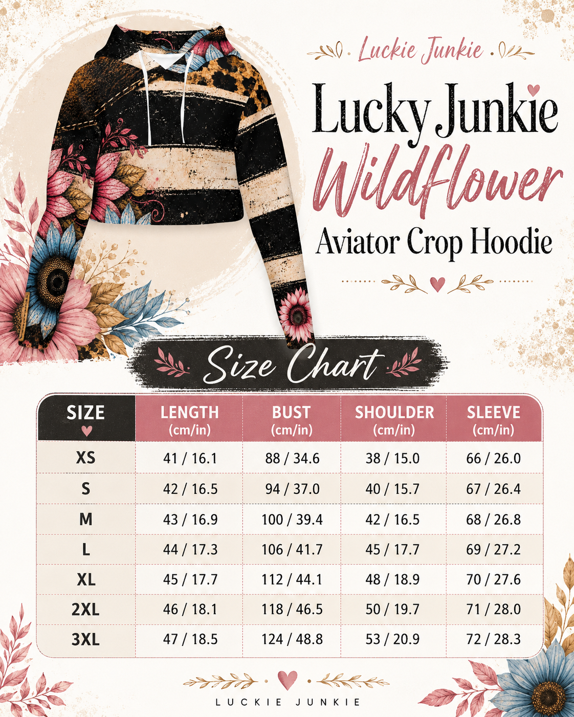 Luckie Junkie™ Wildflower Aviator Cropped Hoodie.