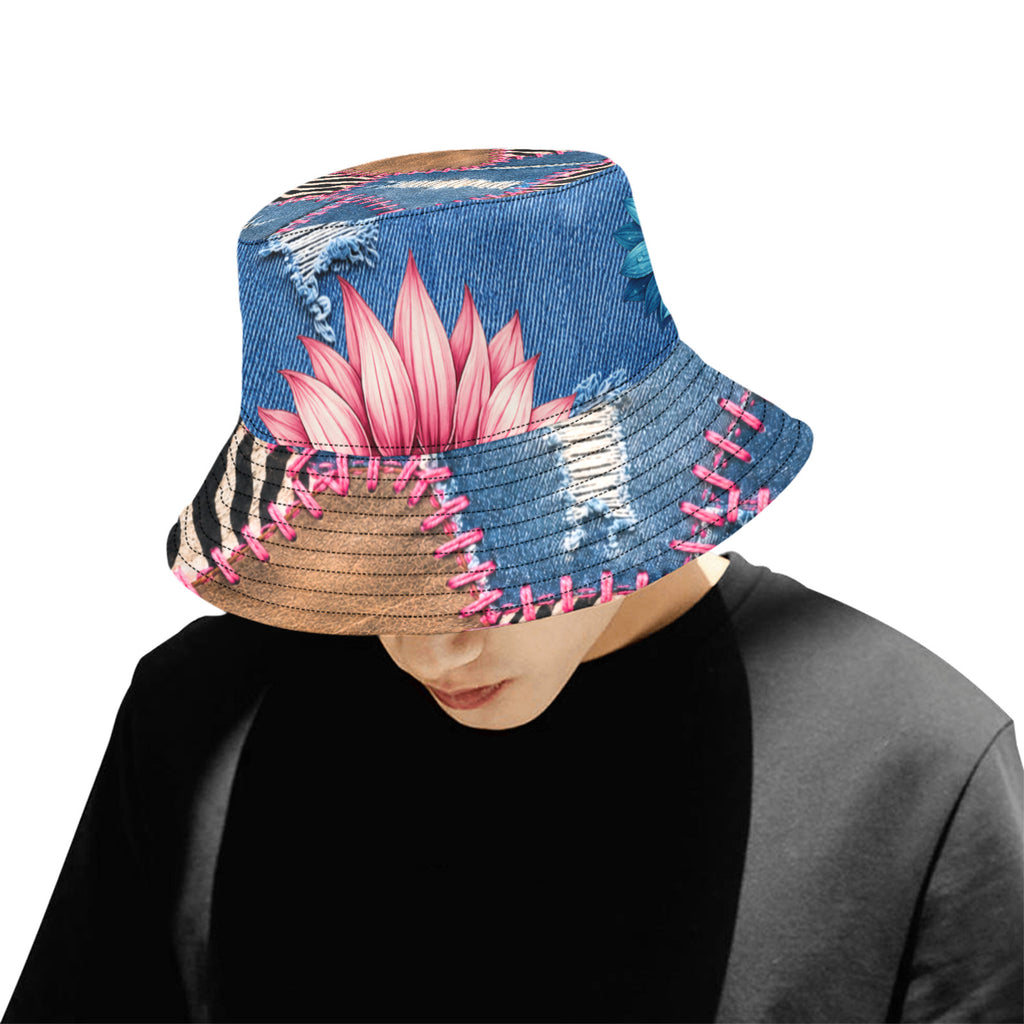 Boho Jean Flower Bucket Hat