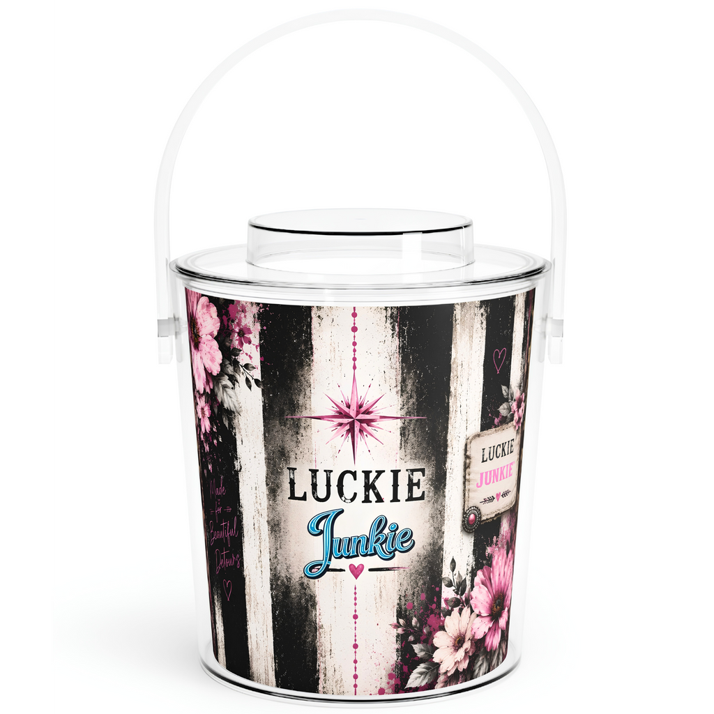 Luckie Junkie™  Ice Bucket with Tongs — 'Luckie Junkie' Floral & Leopard Party Ice Bucket