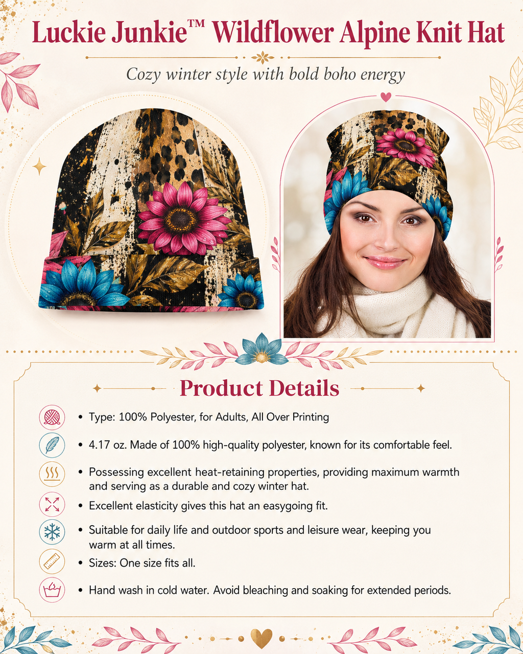 Luckie Junkie™ Wildflower Alpine Knit Cap