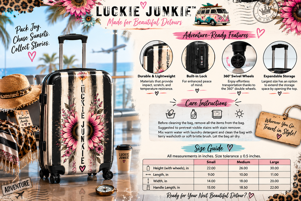 Luckie Junkie "Beautiful Detours" Vintage Floral Carry-On Suitcase