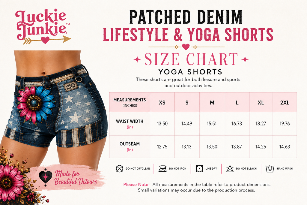 Luckie Junkie™ Patchwork Denim Yoga & Lifestyle Shorts