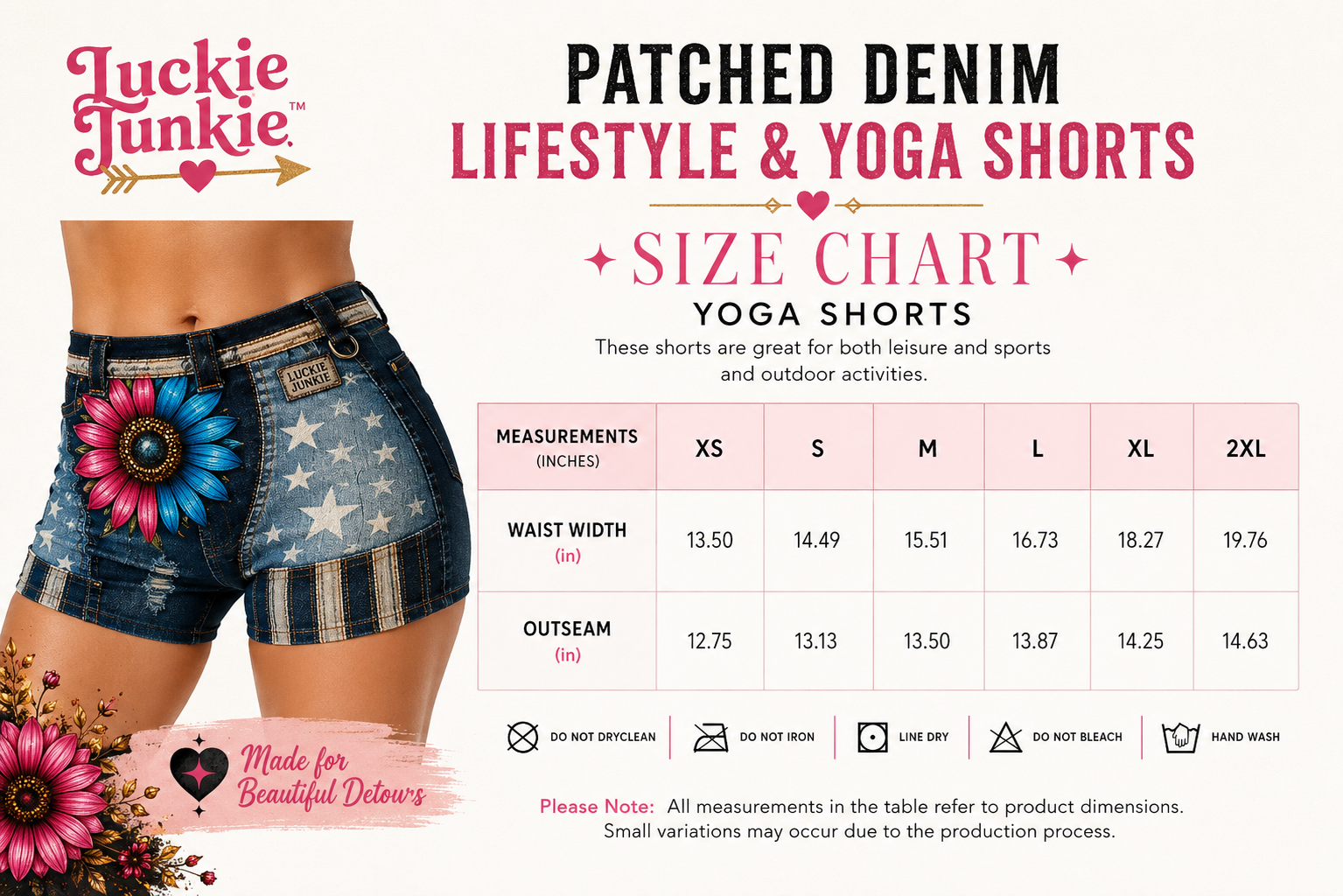 Luckie Junkie™ Patchwork Denim Yoga & Lifestyle Shorts