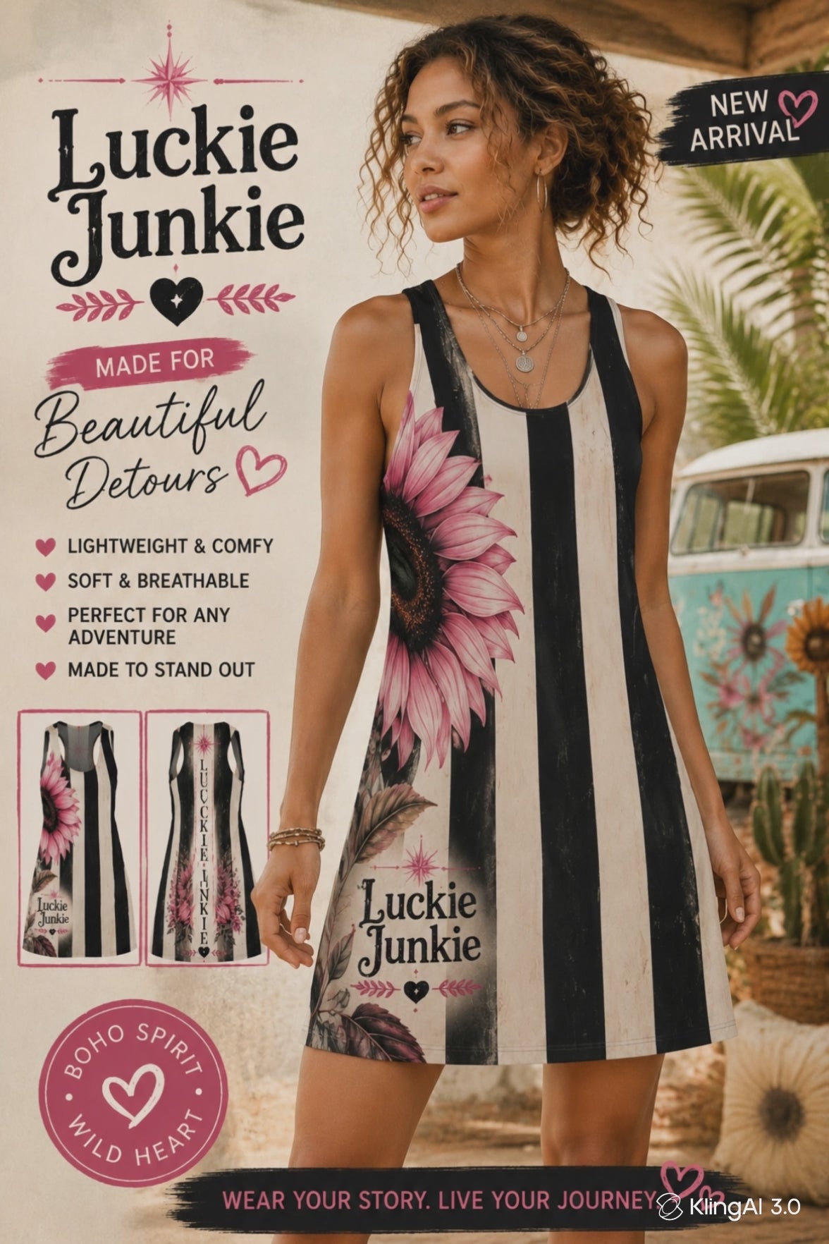 Luckie Junkie™ Vintage Stripe Sunflower Dress