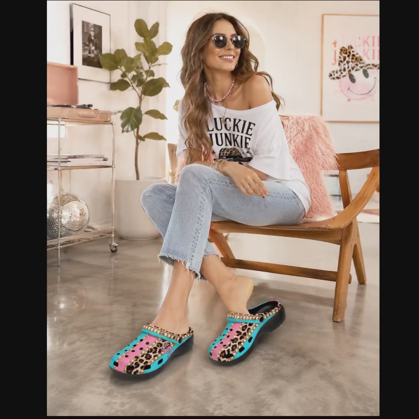 Luckie Junkie™  Leopard & Cotton  Candy Heeled Clogs