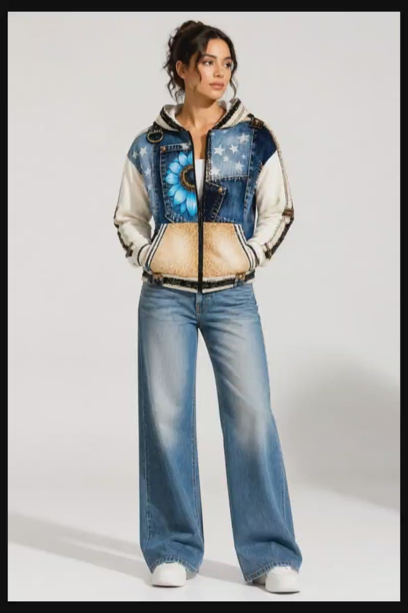 Luckie Junkie™ Denim Patchwork Zip Hoodie