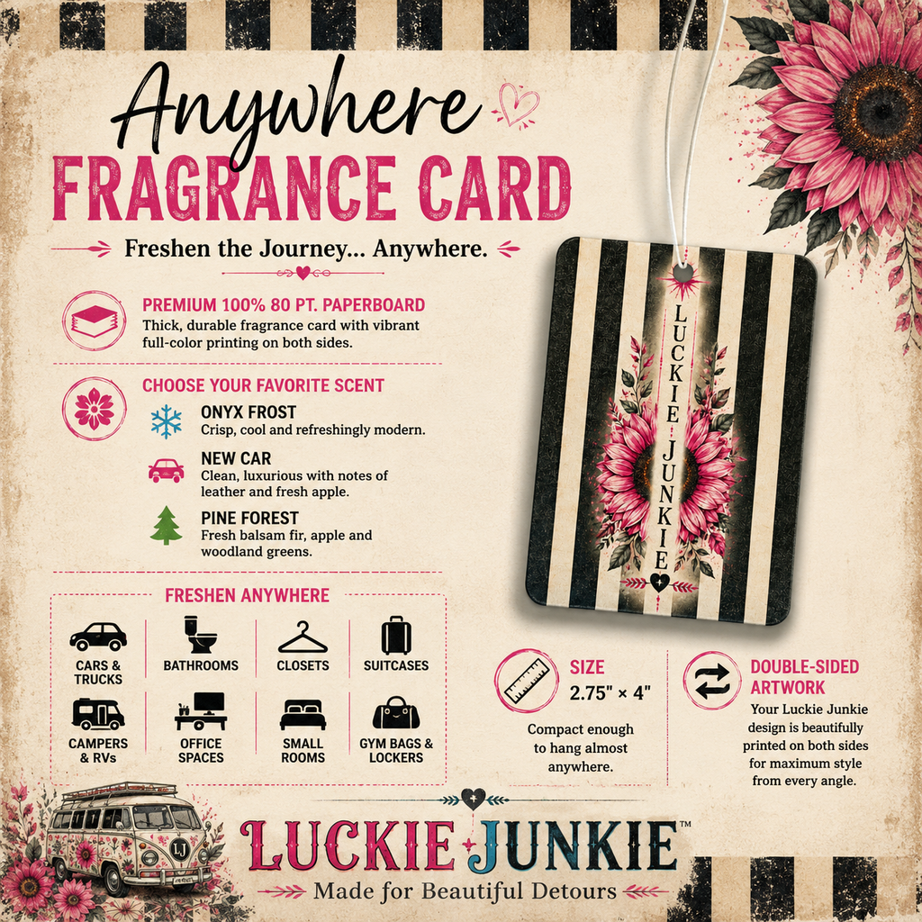 Luckie Junkie™ Floral Stripe Car Air Freshener | Pink Flower, Vintage Vibe