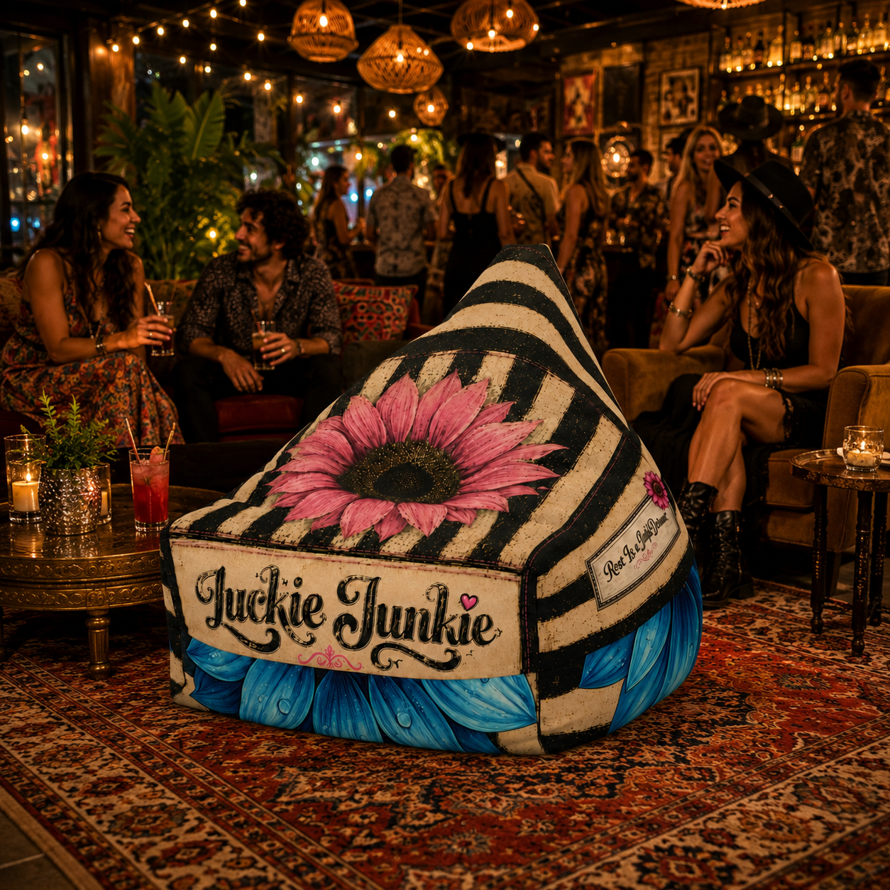 Luckie Junkie™ Bold Souls Boho Bean Bag Chair Cover | Statement Floor Lounger