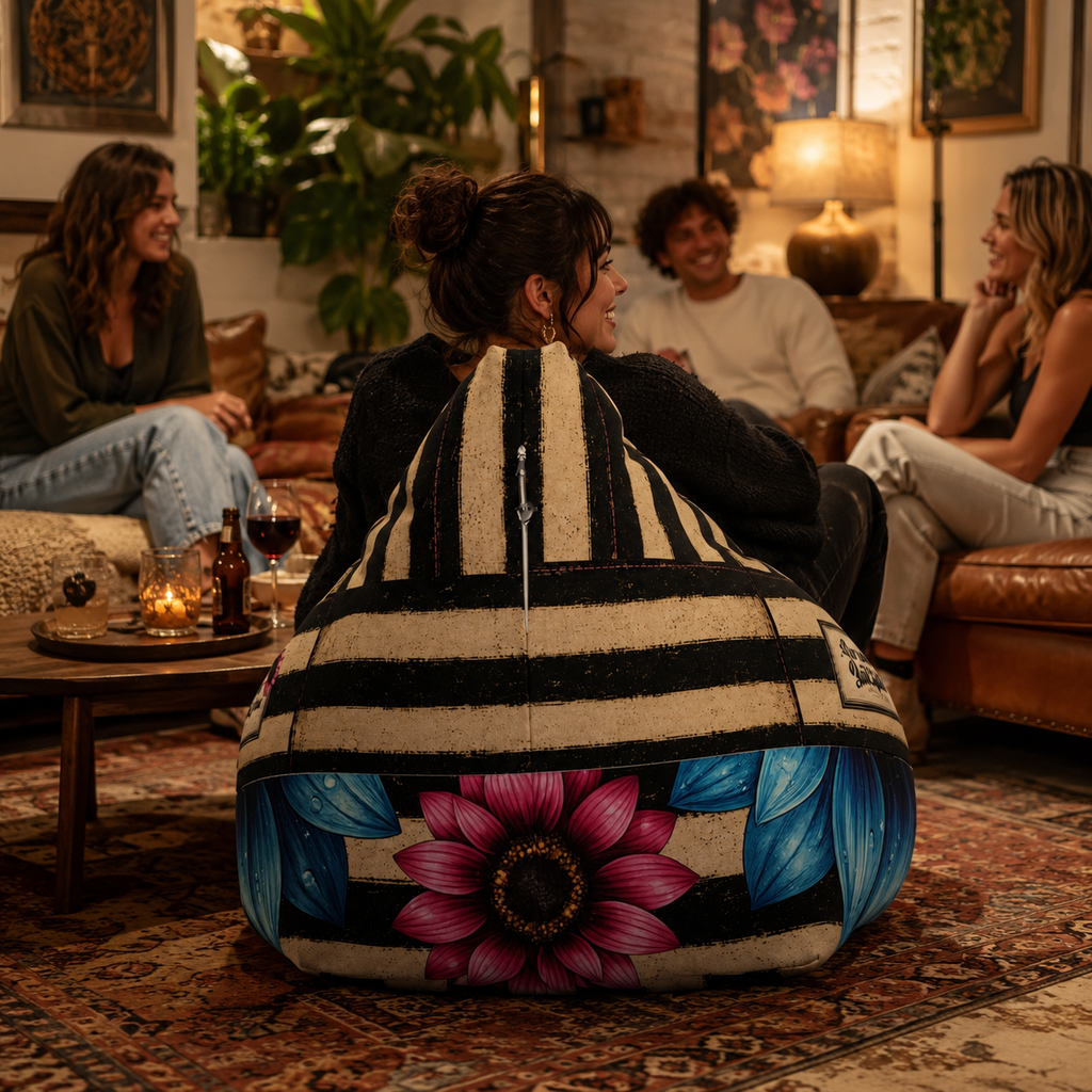 Luckie Junkie™ Bold Souls Boho Bean Bag Chair Cover | Statement Floor Lounger