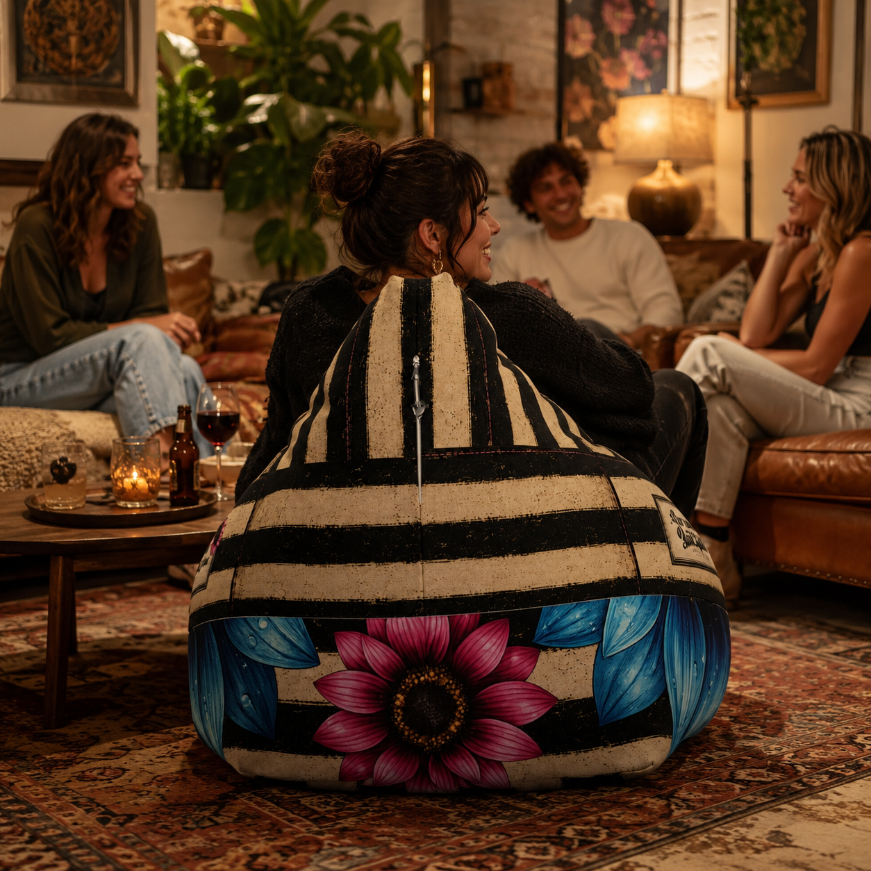 Luckie Junkie™ Bold Souls Boho Bean Bag Chair Cover | Statement Floor Lounger