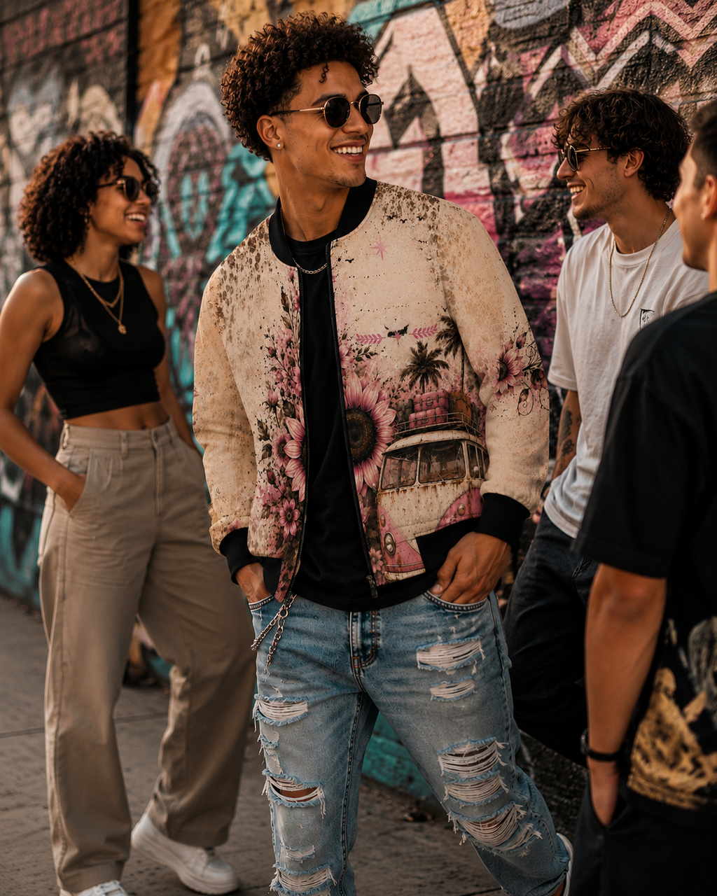 Luckie Junkie™ Dusty Leopard Bomber Jacket | Vintage Boho Travel Jacket