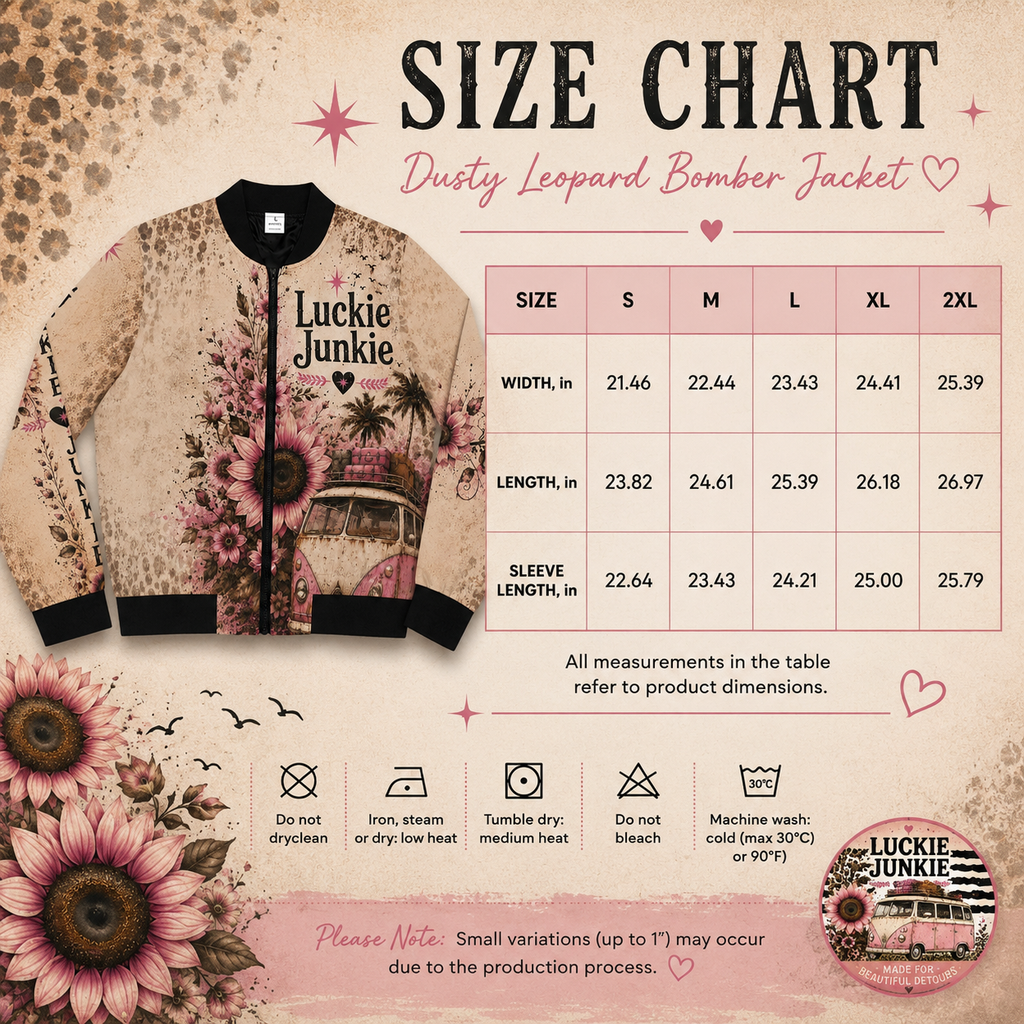 Luckie Junkie™ Dusty Leopard Bomber Jacket | Vintage Boho Travel Jacket