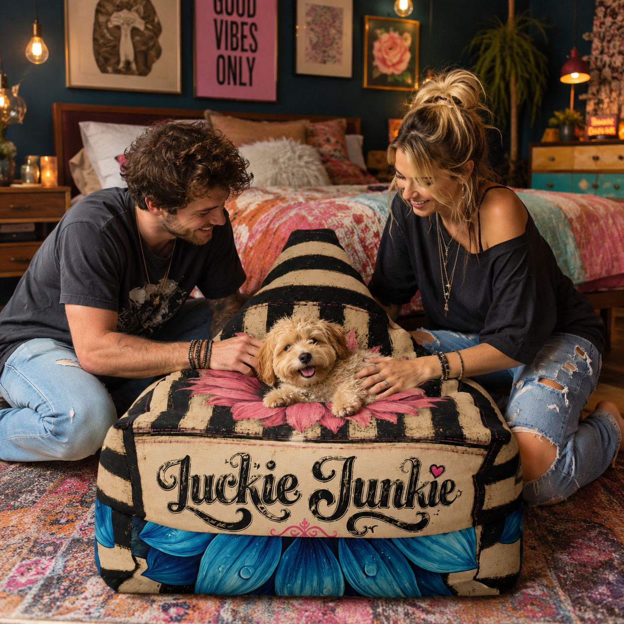 Luckie Junkie™ Bold Souls Boho Bean Bag Chair Cover | Statement Floor Lounger