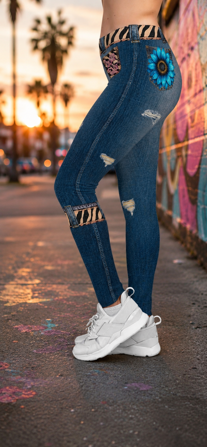 Luckie Junkie™ Vintage Denim Art Stretch Leggings
