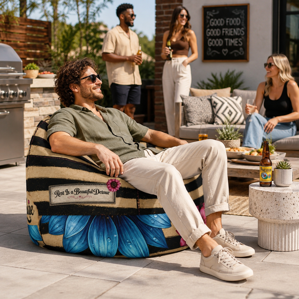 Luckie Junkie™ Bold Souls Boho Bean Bag Chair Cover | Statement Floor Lounger