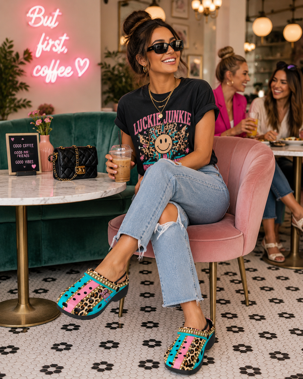 Luckie Junkie™  Leopard & Cotton  Candy Heeled Clogs