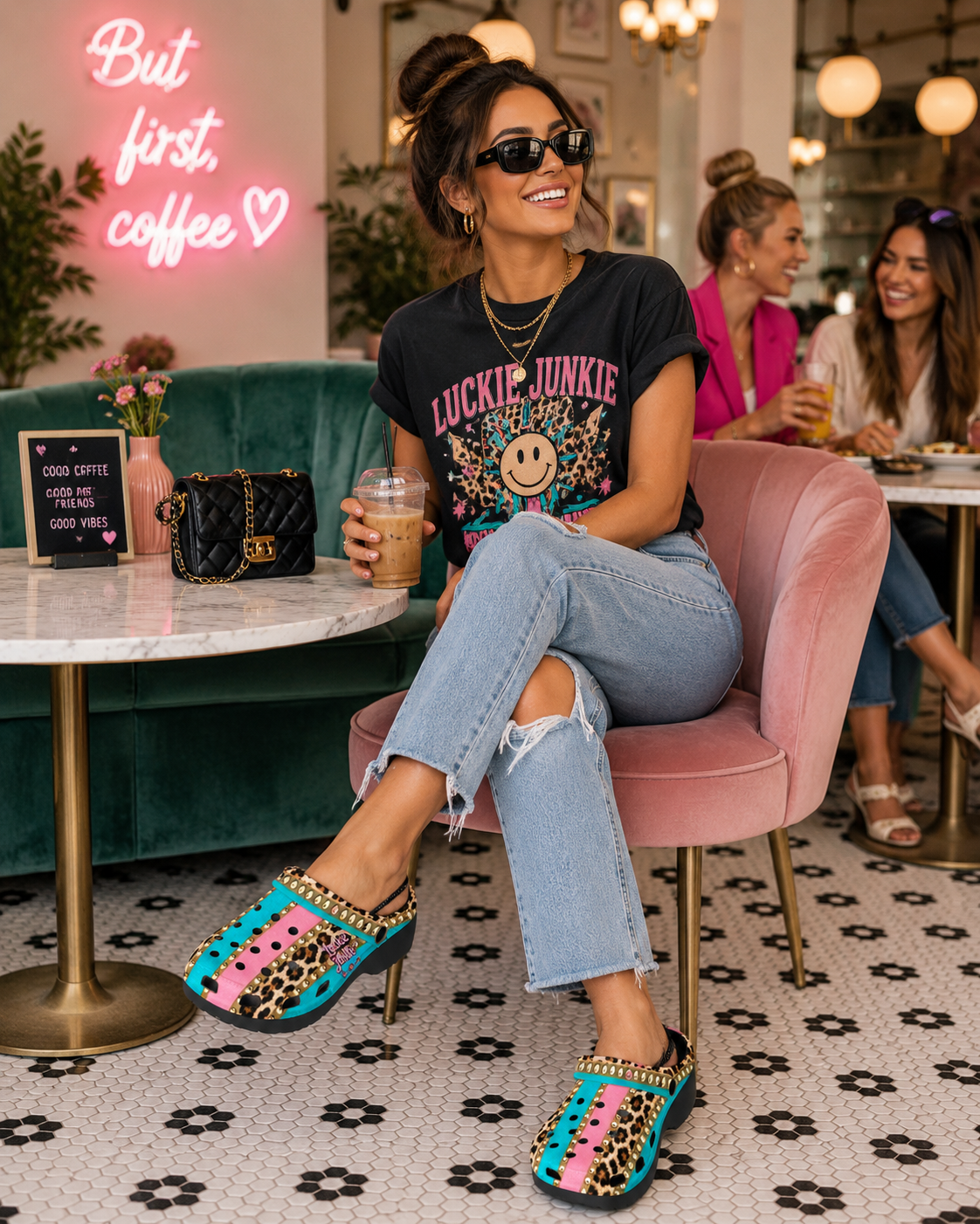 Luckie Junkie™  Leopard & Cotton  Candy Heeled Clogs