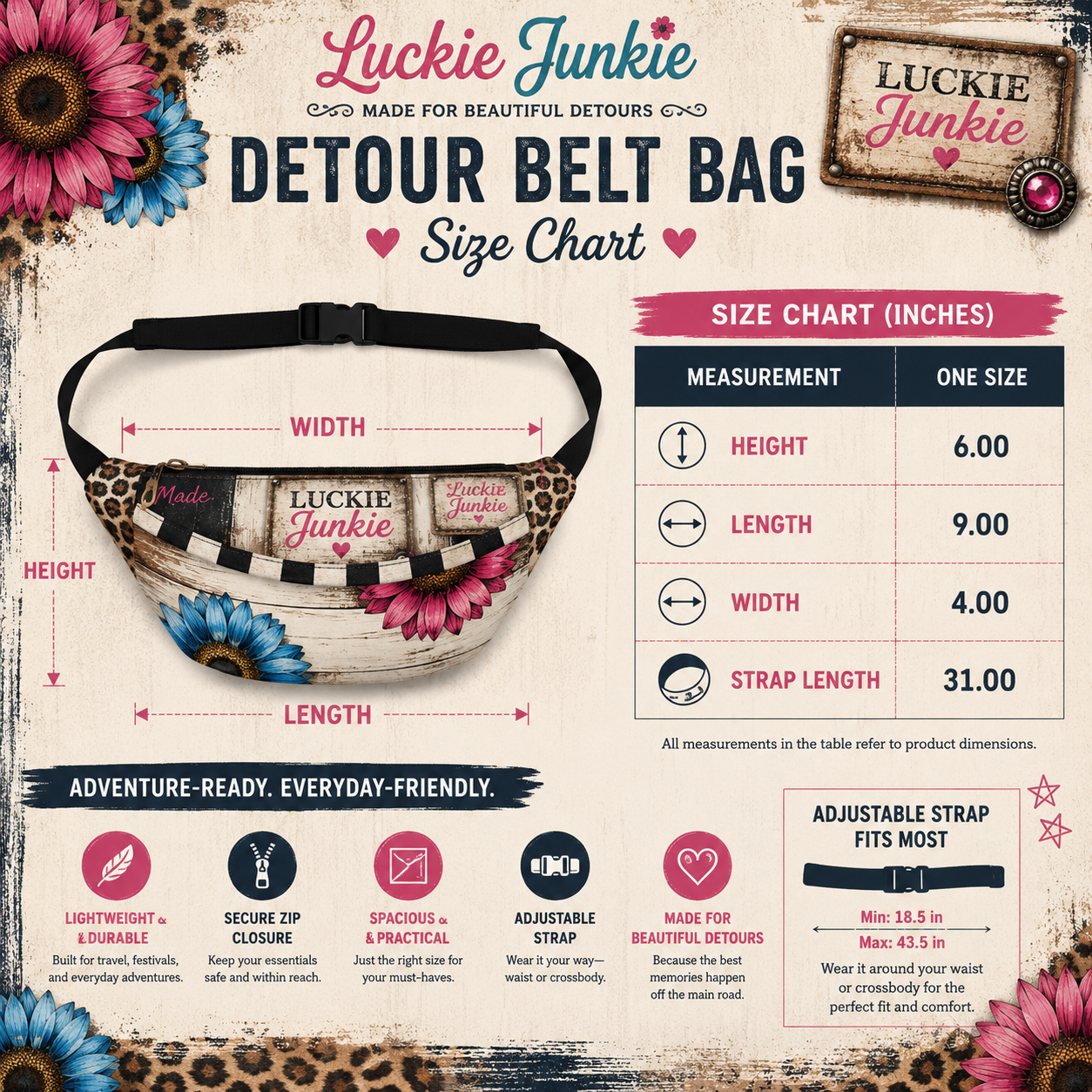 Luckie Junkie™ Detour Belt Bag | Vintage Boho Festival Crossbody