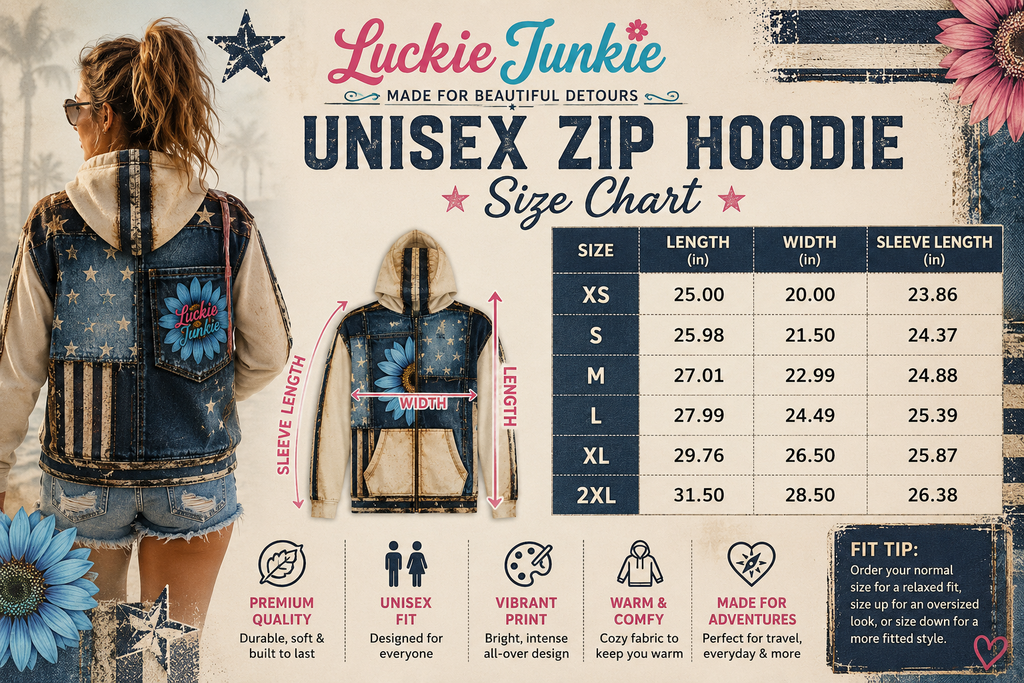 Luckie Junkie™ Denim Patchwork Zip Hoodie