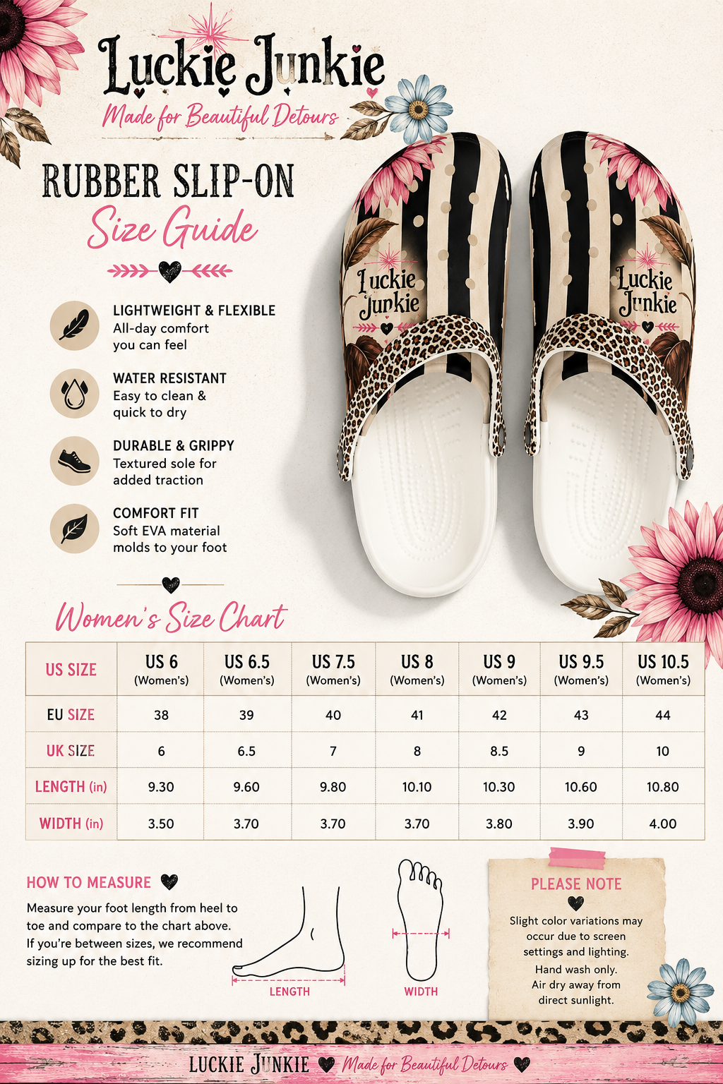 Luckie Junkie™ Boho Sunflower Stripe Slip On Rubber Shoes  Made for Beautiful Detours