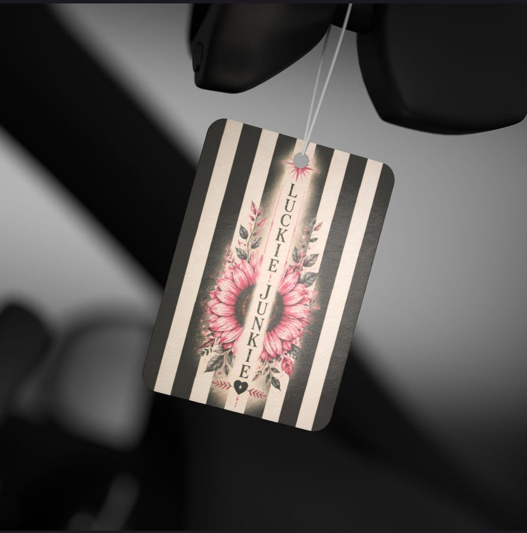 Luckie Junkie™ Floral Stripe Car Air Freshener | Pink Flower, Vintage Vibe